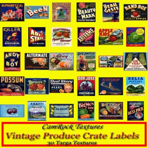 CamRock Textures - Vintage Produce Crate Labels