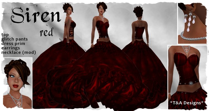 *T&A Designs* SIREN RED dress and jewelry *TD*