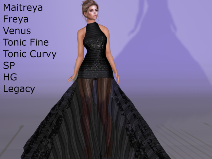 ~PP~ Shimmering Sheer - Pitch Ribbon Gown