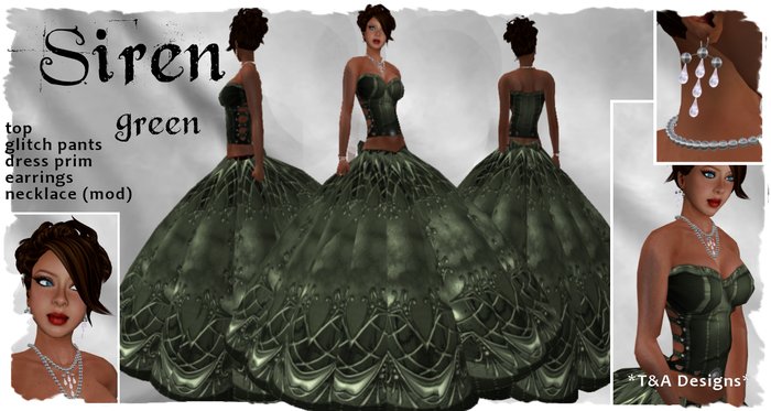 *T&A Designs* SIREN GREEN dress and jewelry *TD*