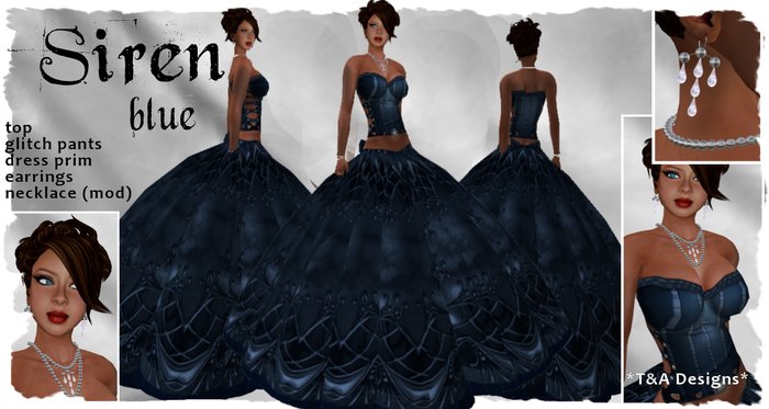 *T&A Designs* SIREN BLUE dress and jewelry *TD*