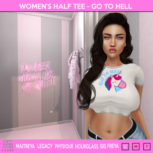 ..:: CODED ::.. Women's Half Tee (Go To Hell)