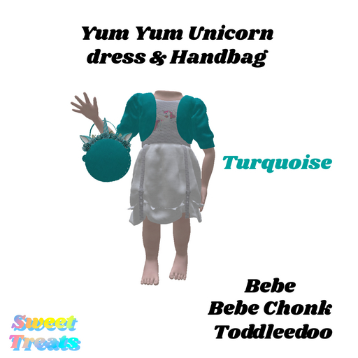 Sweet Treats- Yum Yum Unicorn dress- Turquoise