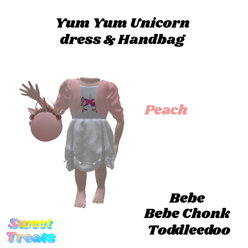 Sweet  Treats- Yum Yum Unicorn dress- Peach
