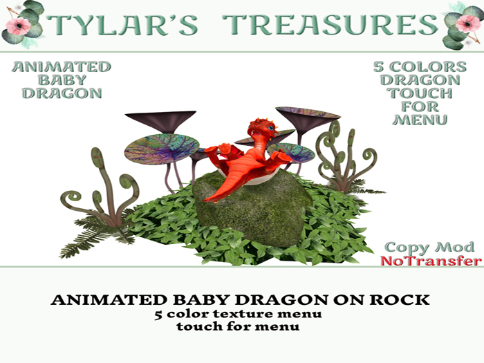 .:TT:.  ANIMATED BABY DRAGON ON ROCK  add me