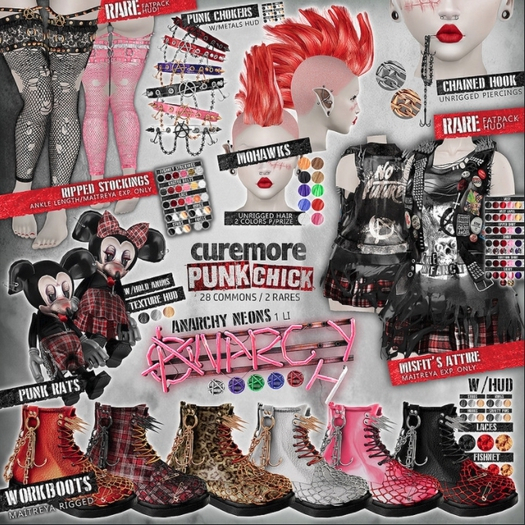 CUREMORE / Punk Chick / WORKBOOTS/  ROSE