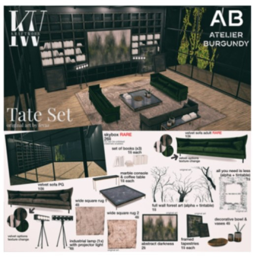 Atelier Burgundy + KraftWork Tate Set . Wide Square Rug Type 2
