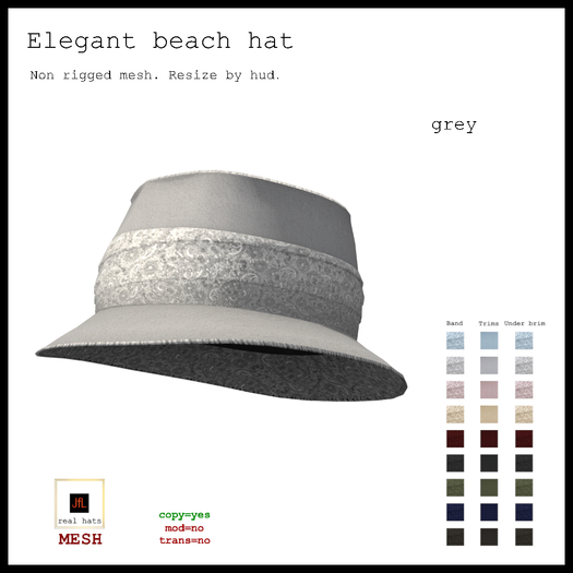 JfL Elegant beach hat-grey- BOXED