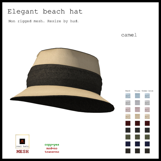 JfL Elegant beach hat-camel- BOXED