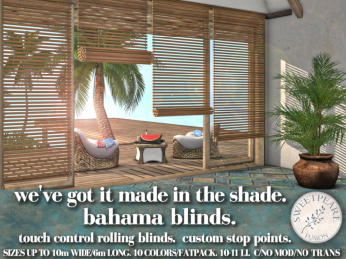 Sweetpearl Fusion Bahama Blinds - Driftwood
