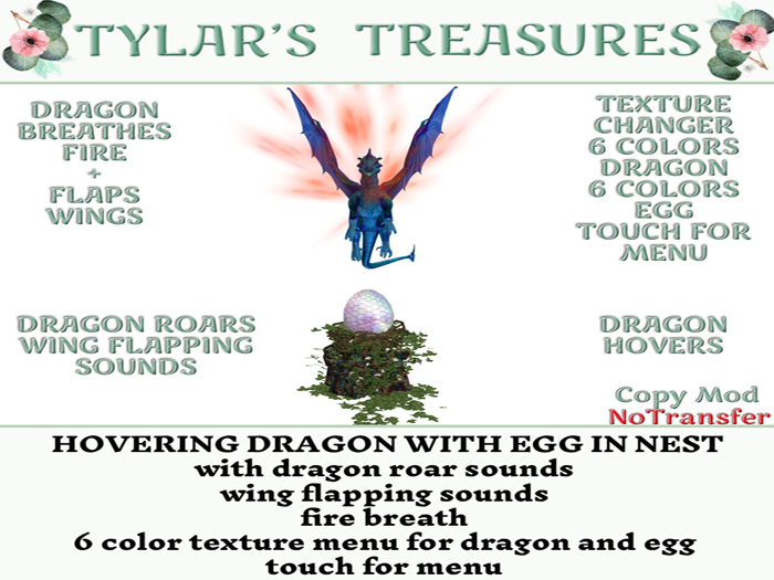 .:TT:.  HOVERING DRAGON WITH EGG IN NEST  add me