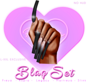 !! Pinky's Nails !! Blaq Set ' L-XXL Coffin