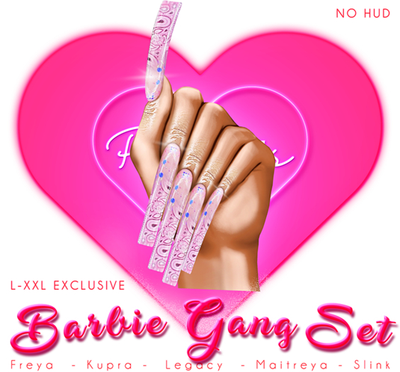 !! Pinky's Nails !! Barbie Gang Set ' L-XXL Square