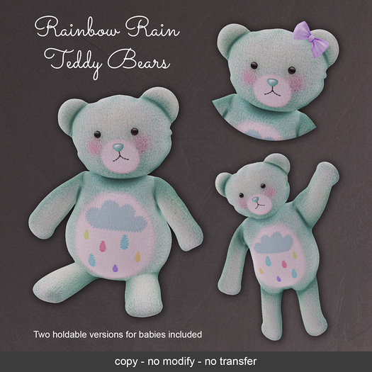 LeMomo: Rainbow Rain Teddy Bears - Mint