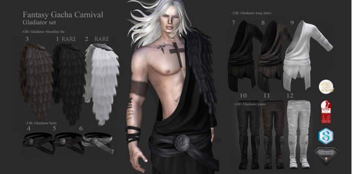 2.::GB::Gladiator Shoulder fur / White RARE