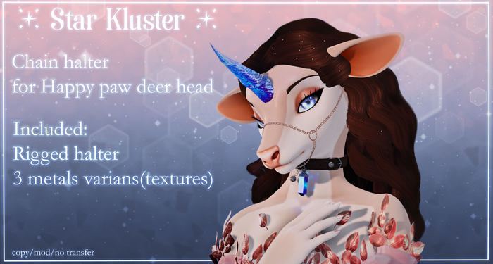 *StarKluster* Chain halter Happy paw deer head