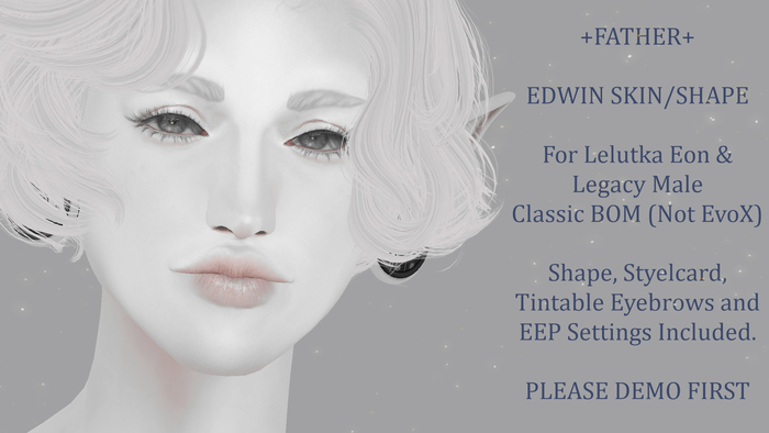 Second Life Marketplace - +FATHER+ Edwin Head Skin & Shape DEMO