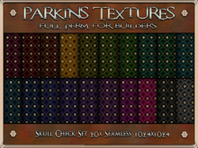 Parkins Textures - Skull Check Set - 20x Full Perm Seamless 1024 - Halloween, Fabric, Pattern, Clothing, Gothic, Cloth