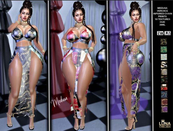 *Medusa* POSH Event Exclusive, VRCE Inspired set, Chains, For Inithium Kupra Mesh Body, Fatpack 