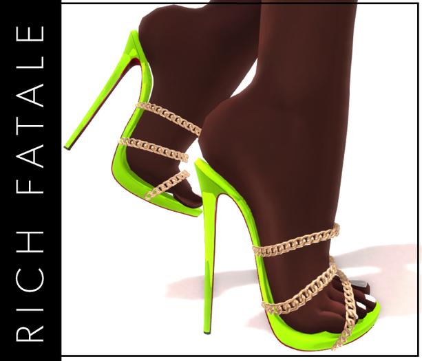 $RICH FATALE -BIANCA CHAIN HEEL - SLIME/GOLD