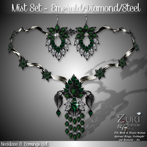 Zuri Rayna- Mist Set - Emerald/Dia/Steel