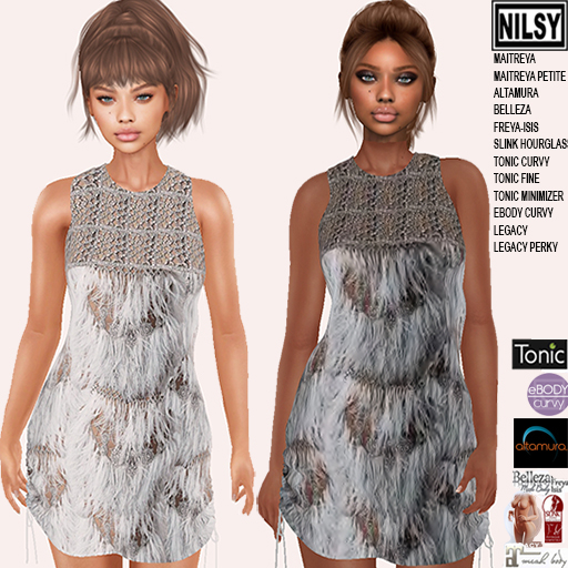 FRINGED CLUB DRESS,MESH BODY