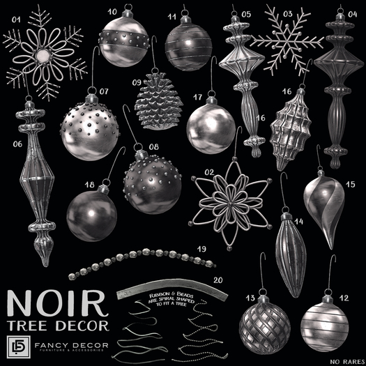 Fancy Decor: Noir Tree Decorations (full set copy/mod)