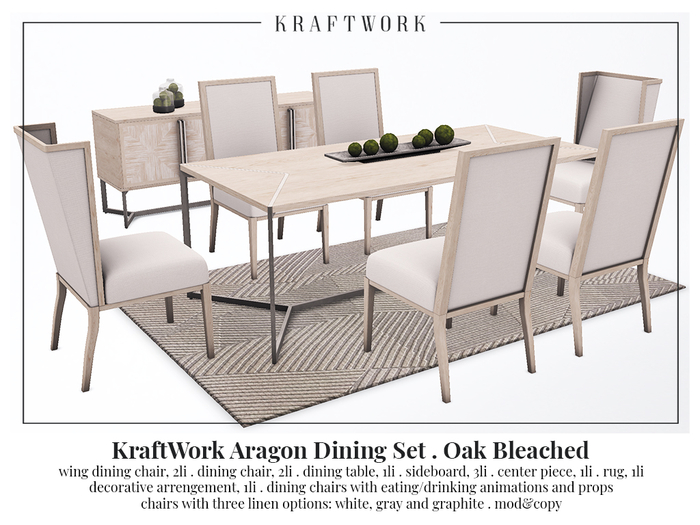 KraftWork Aragon Dining Set Oak Bleached (Add Me)