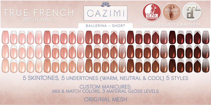 CAZIMI: Mesh Nails - Ballerina Short - True French All Colors