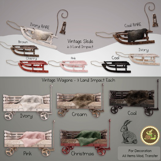Snips & Snails / Dust Bunny . Sled / Ivory RARE
