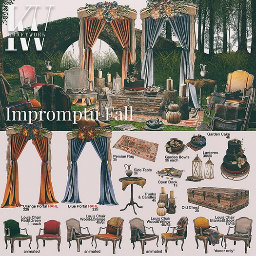 KraftWork Impromptu Fall . Louis Chair Blanket&Book Decor Only