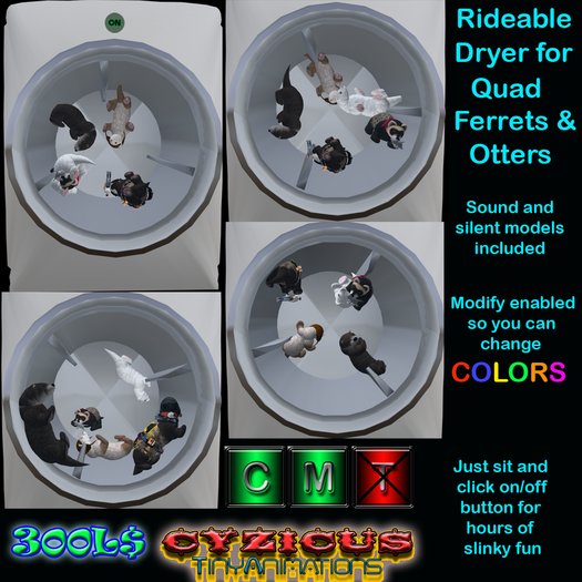 Rideable Dryer for Quad Otters & Ferrets- Seats 5