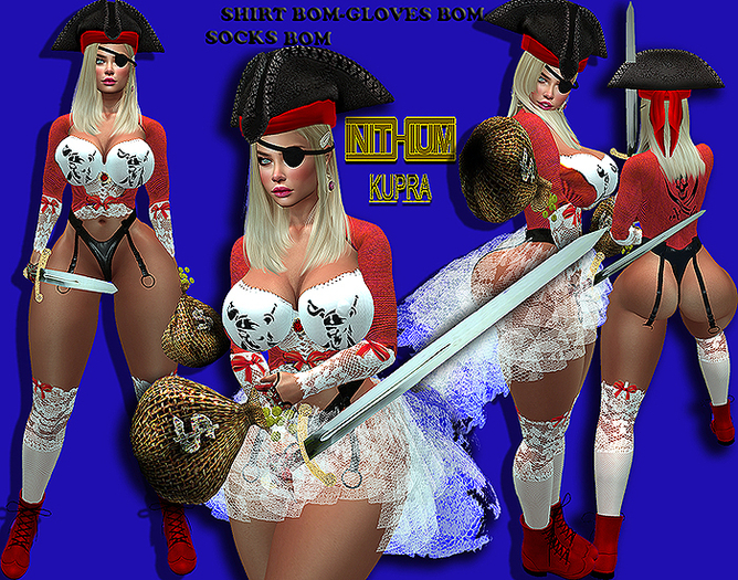 PIRATE SET-Inithium Kupra-BOM-GLOVES,SOCKS and SHIRT.