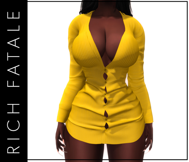 $RICH FATALE - MINI SHIRT DRESS -CANARY