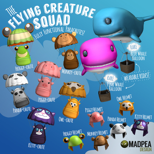 MadPea - The Flying Creature Squad  - Monkey-Chute - Fully functional parachute