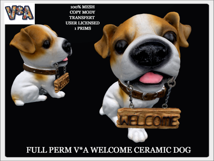 FULL PERM V*A WELCOME CERAMIC DOG