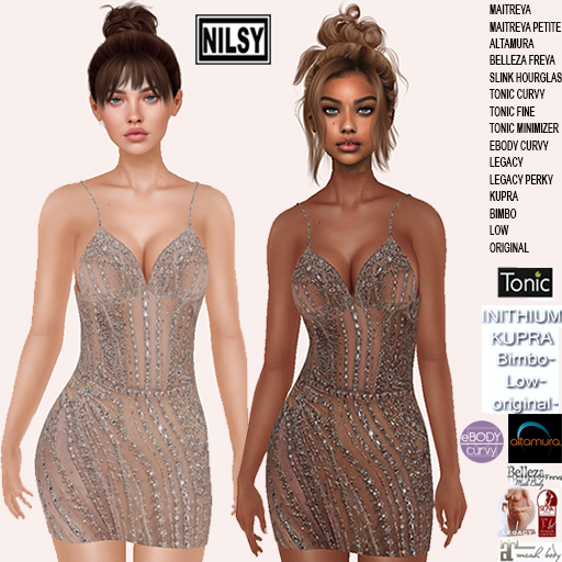 BEADED DRESS,2SKINS,MESH BODY