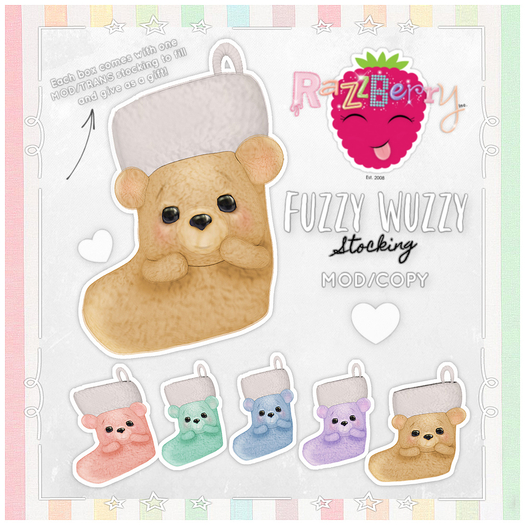 RazzBerry Inc. Fuzzy Wuzzy Stocking (Mint) BOXED