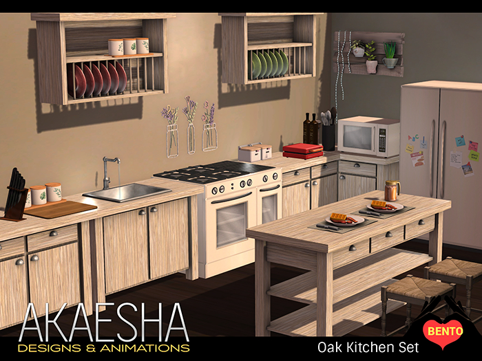Charming Oak Kitchen Set (5+ Avatars, Animated, Bento & Experience, PG) 