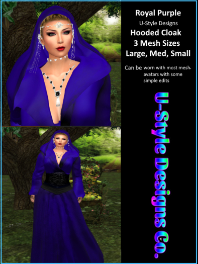 Hooded Cloak Purple 3 Sizes Mesh