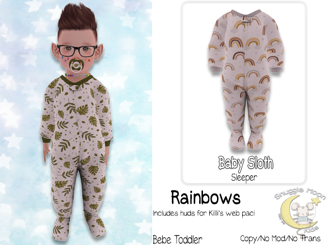 {SMK} Baby Sloth | Sleeper | Rainbows