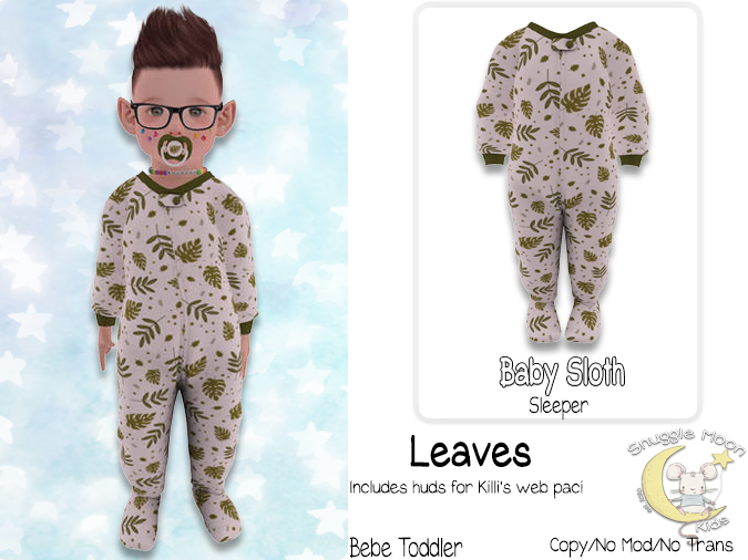 {SMK} Baby Sloth | Sleeper | Leaves