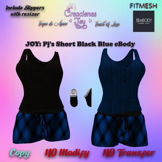 JOY: EBODY PJ'S SHORT BLACK BLUE