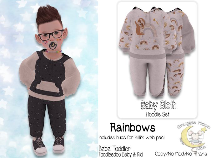 {SMK} Baby Sloth | Hoodie Set | Rainbows