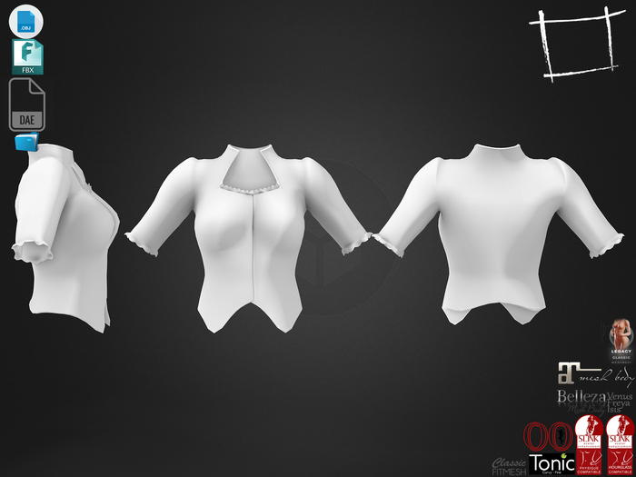 Dae Obj FBX For Ruffled Trim Cute Jacket Slink, Maitreya, Belleza, Tonic, Legacy, Ocacin Standard