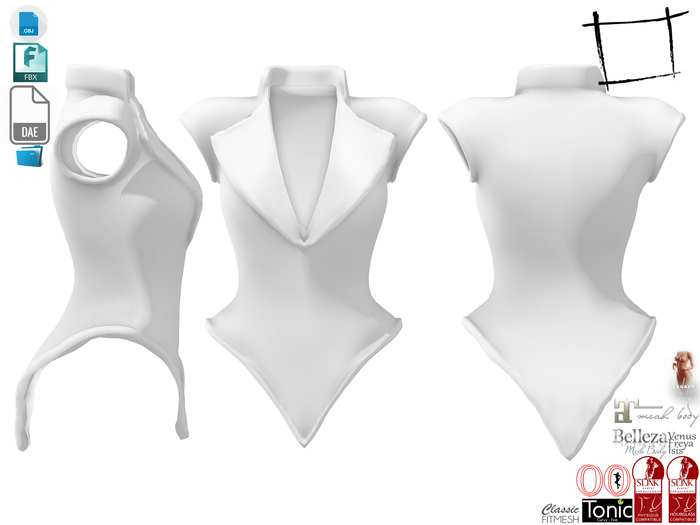 Dae Obj FBX For Armour Top Uniform Jacket Slink, Maitreya, Belleza, Tonic, Legacy, Ocacin Standard