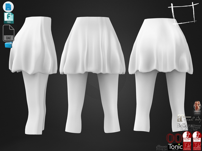 Dae Obj FBX For Flowy Skirt With Leggings Slink, Maitreya, Belleza, Tonic, Legacy, Ocacin Standard