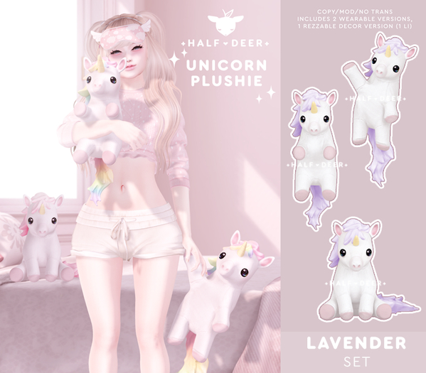 +Half-Deer+ Unicorn Plushie [Lavender Set]