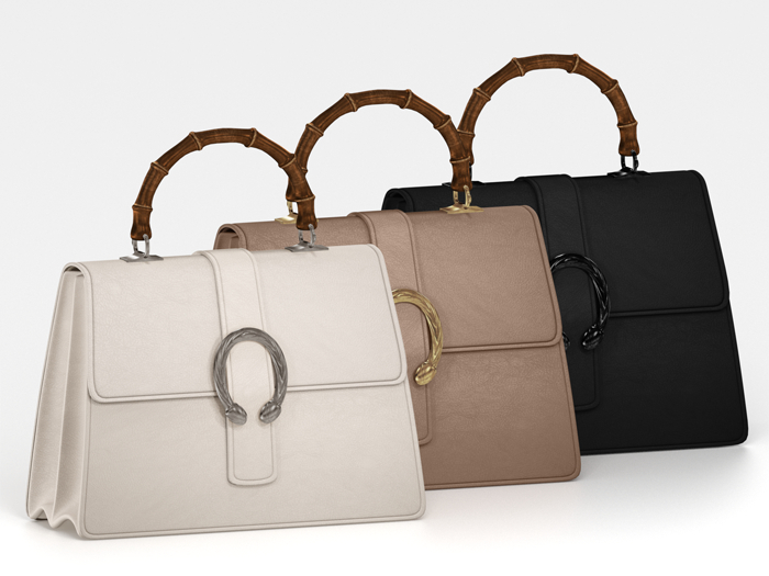 Salvadori - Leather 'Bacchus' Bamboo Top Handle Bag