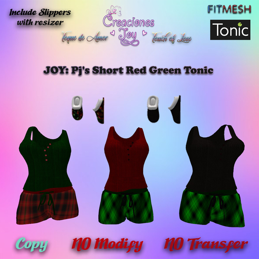 JOY: TONIC PJ'S SHORT RED GREEN